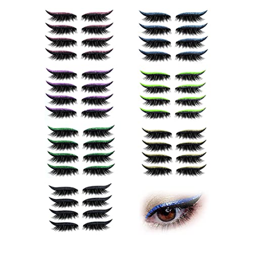 4 Paar Eyeliner Aufkleber, Wimpernaufkleber, Glitzer Glänzende Eyeliner Aufkleber, Wiederverwendbare Selbstklebende Eyeliner Und Wimpernaufkleber Mit Glitzer (All) von HADAVAKA