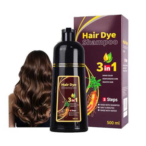 500 Ml Kastanienbraun Haarfärbeshampoo, Sofortige Haarfärbung, Semipermanente Haarfarbe, 3-in-1-shampoo Für Männer Und Frauen, Stellt Den Glanz Der Haare Wieder Her (Chestnut Brown) von HADAVAKA