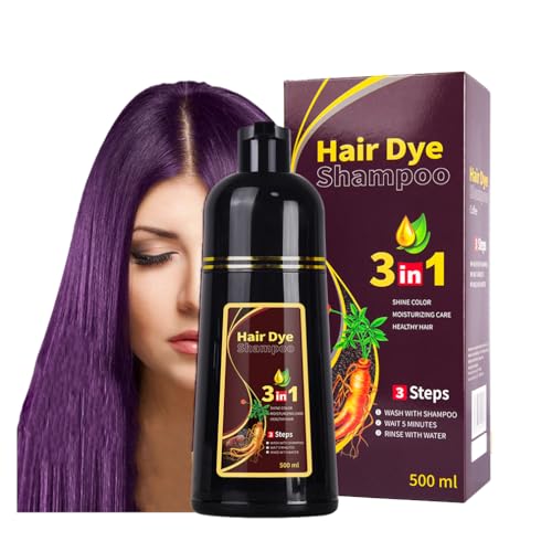 500 Ml Violett Haarfärbeshampoo, Sofortige Haarfärbung, Semipermanente Haarfarbe, 3-in-1-shampoo Für Männer Und Frauen, Stellt Den Glanz Der Haare Wieder Her (Purple) von HADAVAKA