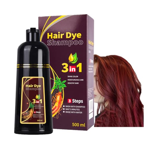500 Ml Weinrot Haarfärbeshampoo, Sofortige Haarfärbung, Semipermanente Haarfarbe, 3-in-1-shampoo Für Männer Und Frauen, Stellt Den Glanz Der Haare Wieder Her (Wine Red) von HADAVAKA