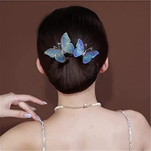 Einfache Schnelle Spirale Haar Zopf Flechten Clips, Modische Haarspangen Für Frauen, Elegante Blume Lazy Haar Lockenwickler, Diy Haar-styling-accessoires (Blue Butterfly) von HADAVAKA