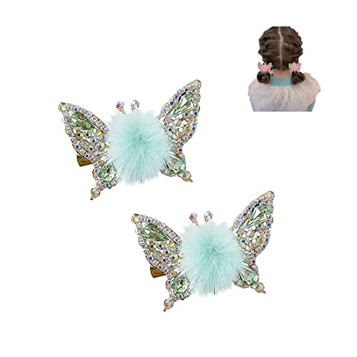 Fliegender Schmetterling Haarnadel, Glitter Schmetterling Haarspangen, Bewegliche Schmetterling Haarspangen, Mädchen Mini Haarspangen, Dekorativer Kopfschmuck Haar Accessoires (Green) von HADAVAKA