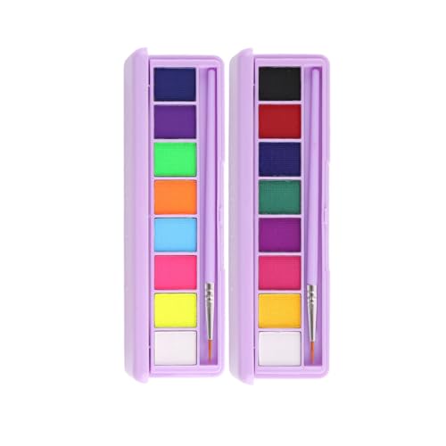 Fluorescent Makeup Palette, UV Fluorescent Eyeliner Eyeshadow Makeup, Halloween Eyeliner Luminous, Body Paint Matte Graphic Set, Professional Face Paint With Brush, For Face And Body (2PCS) von HADAVAKA