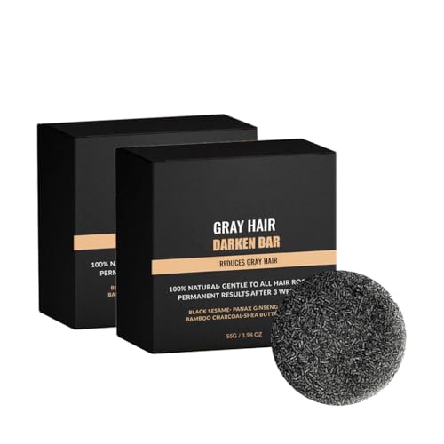 Gray Hair Reversebar, Moisturizing and Nourishing Hair Blackening Soap, Scalp Cleansing and Care Soap, Anti Grey Bar For Shiny, Mane Root Activator Bar For Men And Women (2PCS) von HADAVAKA