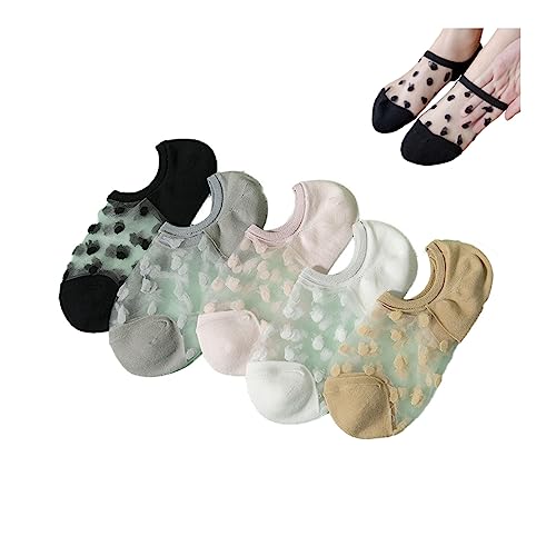 HADAVAKA 6 Pairs Women Sheer Transparent Casual Socks Ultrathin Mesh Socks, Ultrathin Crystal Socks, Anti-Slip Ankle Socks, Cute Women's Socks, For Dancing, Party, Dress, Wedding (5 pairs) von HADAVAKA