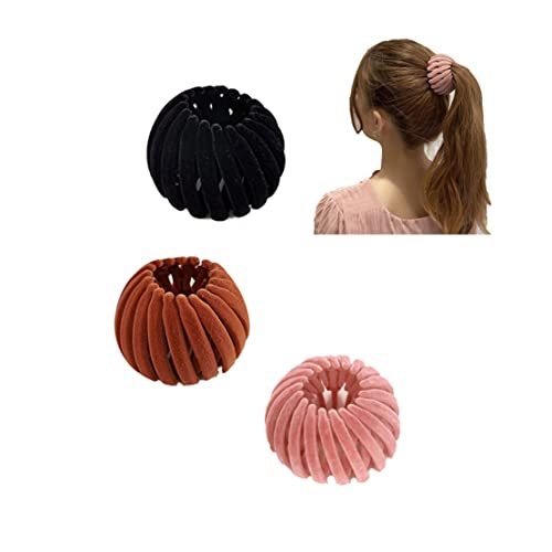 Magische Vogel-nest-haarspange, Magische Haarspange, Haargummi-macher, Pferdeschwanz-Halter-Clips, Faule Vogelnest-platte-haarnadel, Für Frauen Dünnes/dickes/lockiges Haar (3 pcs) von HADAVAKA