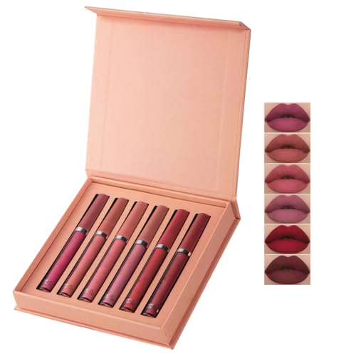 Matte Matte Lip Glaze Lipstick Sets, 6 Color Matte Lipstick Set, Waterproof Long Lasting Lipstick Set, Velvet Matte Matte, Non Fading Lipstick Set, Popular Makeup Lip Gloss Set (A) von HADAVAKA