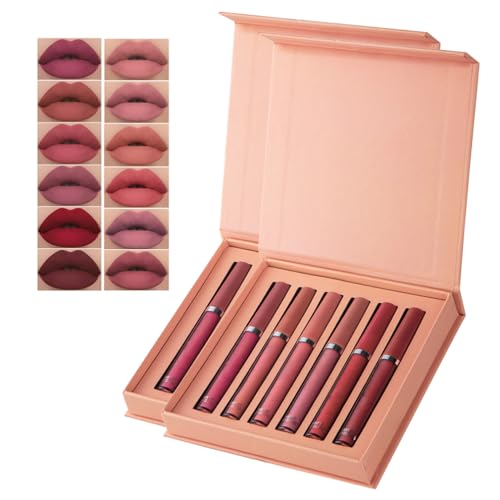 Matte Matte Lip Glaze Lipstick Sets, 6 Color Matte Lipstick Set, Waterproof Long Lasting Lipstick Set, Velvet Matte Matte, Non Fading Lipstick Set, Popular Makeup Lip Gloss Set (A+B) von HADAVAKA
