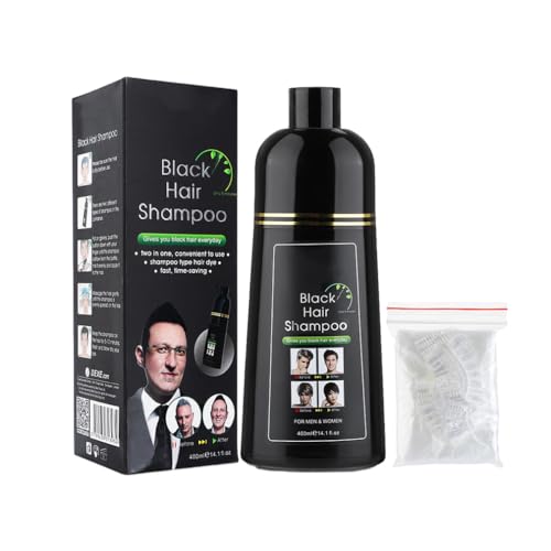 Schwarzes Haar Shampoo Färben, Schwarze Farbe Für Männer Frauen, Instant Hair Blackening Dye Haarfärbeshampoo, Haarverdunkelung Schwarzes Shampoo, Um Grau-weißes Haar Abzudecken (Black) von HADAVAKA