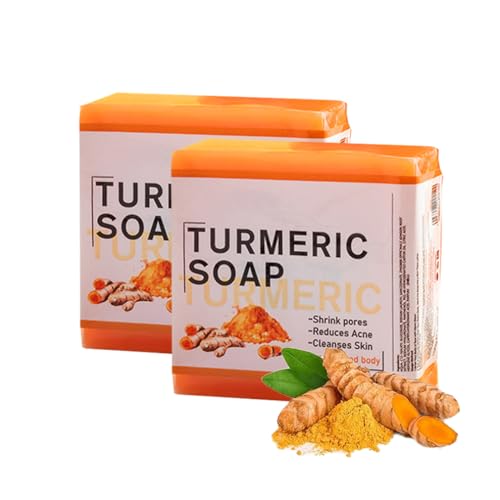 Turmeric Skin Brightening Soap Bar, Turmeric Bath Soap, Cleansing Moisturizing Smooth Tender Clean Skin For Man And Women, 100g Moisturizing Deep Clean Ginger Soap, For Face & Body (2PCS) von HADAVAKA