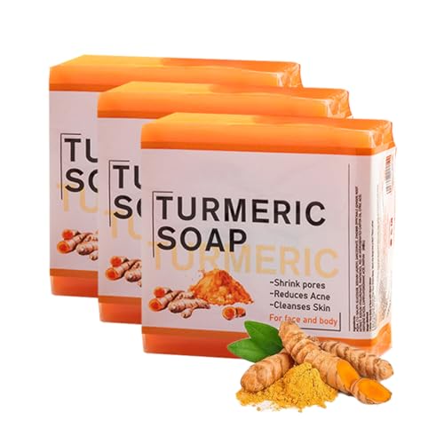 Turmeric Skin Brightening Soap Bar, Turmeric Bath Soap, Cleansing Moisturizing Smooth Tender Clean Skin For Man And Women, 100g Moisturizing Deep Clean Ginger Soap, For Face & Body (3PCS) von HADAVAKA