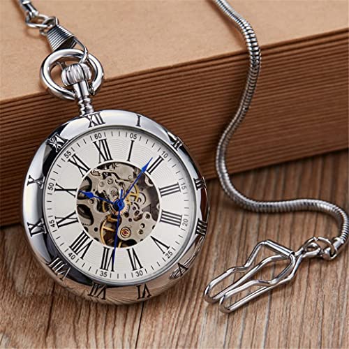 HADECOLL Kupfer Silber Automatische Mechanische Taschenuhr Uhr Kette Uhr Männer Römische Zahlen Uhr Taschenuhren,Silver HADECOLL Kupfer Silber Automatische Mechanische Taschenuhr Uhr Kette Uhr Männer Römische Zahlen Uhr Taschenuhren,Silver von HADECOLL