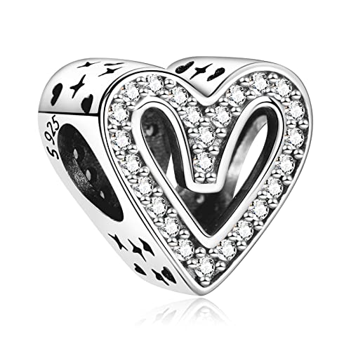 HAEPIAR S925 Silber Charm für Armband Halskette Sterling Silber Dangles Silbernes Herz für Frauen Mädchen Geschenke von HAEPIAR