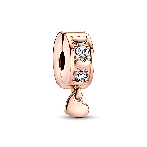 HAEPIAR S925 Sterling Silber Charm für Armband Halskette Sterling Silber Dangles Infinite Pink Herzen Sparkling Clip für Frauen Mädchen von HAEPIAR