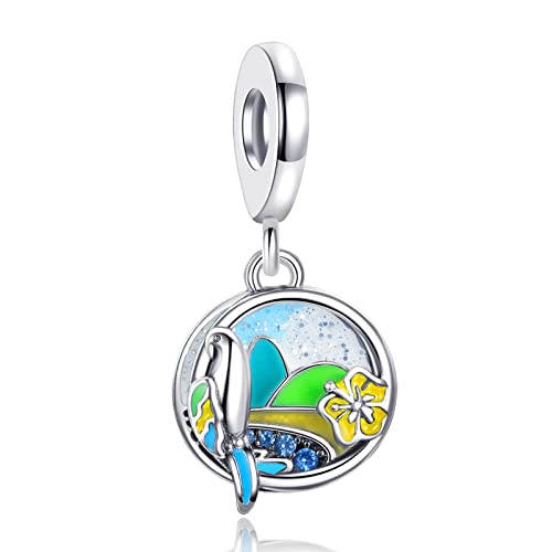 HAEPIAR S925 Sterling Silber Charme für Armband Halskette Charm Dangle Brasilianischer Strand und Papageien-Anhänger für Frauen Mädchen Geburtstag Geschenke von HAEPIAR