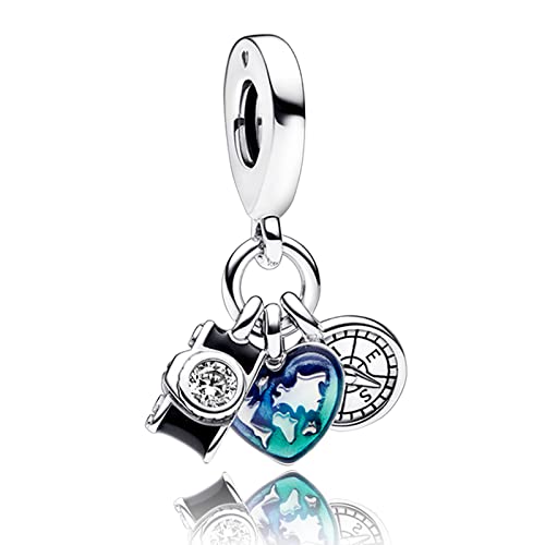 HAEPIAR S925 Sterling Silber Charme für Armband Halskette Charm Dangle Kamera Globus Kompass für Frauen Mädchen Geburtstag Geschenke von HAEPIAR