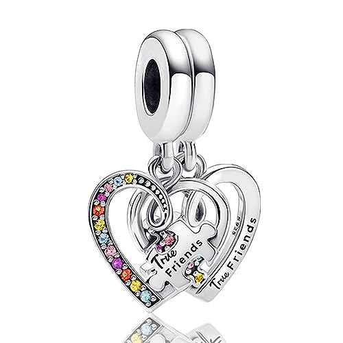 HAEPIAR S925 Sterling Silber Charme für Armband Halskette Charm Dangle Puzzleteil Herzen Teilbare Freundschaft für Frauen Mädchen Geburtstag Geschenke von HAEPIAR