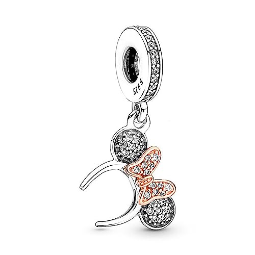 HAEPIAR S925 Sterling Silber Charme für Armband Halskette Charm Dangle Rosa Mouse Schleife für Frauen Mädchen Geburtstag Geschenke von HAEPIAR