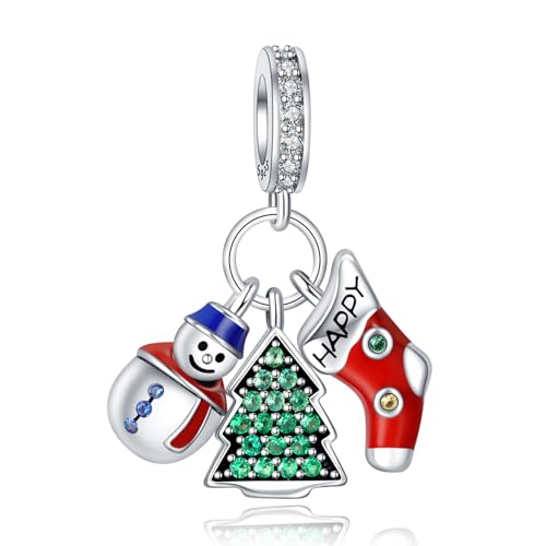 HAEPIAR S925 Sterling Silber Christmas Charme für Armband Halskette Charm Dangle Christmas Snowman Tree Stocking für Frauen Mädchen Geburtstag Geschenke von HAEPIAR
