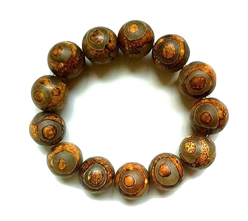 Gebetsperlen, Perlenarmbänder, Feng Shui Dzi-Perlenarmband, tibetisches Mala-Gebet Buddha Feng Shui buddhistisches Meditationsamulett Drei Augen Dzi-Perlenarmband Perlenarmband for Unisex(14mm) von HAEUYA