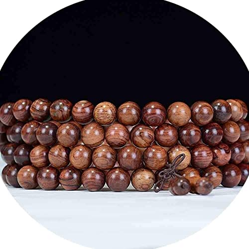 HAEUYA Gebetsperlen, Perlenarmbänder, 108 Gebetsperlen-Armband 8/6 mm Naturholz, tibetisch-buddhistisches Meditationsperlen-Armband/Halskette for Männer und Frauen(10mm) von HAEUYA