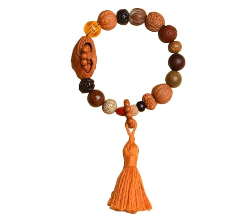 HAEUYA Gebetsperlen, Perlenarmbänder, Fünf Elemente Bodhi Gold, Holz, Wasser, Feuer, Erde, 18 Samen, Multi Treasure Bodhi Zi Handstring Loop Buddha Perlenarmband Kunstschmuck(Soil) von HAEUYA