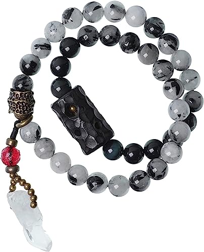 HAEUYA Gebetsperlen,Perlenarmbänder,8mm Armband aus natürlichen Kristallperlen,Perlenarmband mit Halbedelsteinen,Gebetsperlen Mala Manschettenschmuck(18 Yard) von HAEUYA