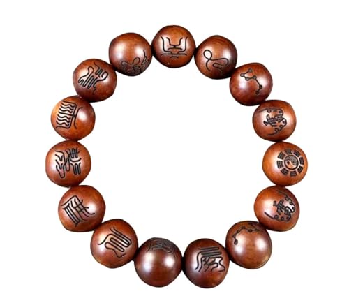 HAEUYA Gebetsperlen,Perlenarmbänder,Natürlicher Blitzschlag Jujube Baum Armband PerlenArmband Rosenkranz Perlen Pfirsich Holz Geschenk for Männer Frauen PerlenArmband(18mm) von HAEUYA