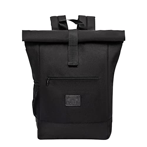 HAFEID Rolltop Rucksack Wasserdicht - Backpack 24 L Volumen - Reiserucksack Recycelt Nachhaltig - Tasche für Damen und Herren - Perfekt für Freizeit Reise Arbeit Sport Urlaub (Schwarz) von HAFEID