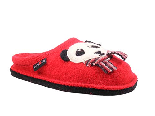 HAFLINGER 313061-0 Flair Panda Schuhe Damen Hausschuhe Pantoffeln Wolle, Größe:36 EU, Farbe:Rot von HAFLINGER