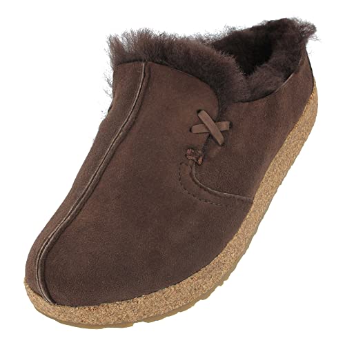 HAFLINGER Lammfellclog Saskatchewan Filzpantoffel Hausschuh Kaffee, Gr 41 von HAFLINGER