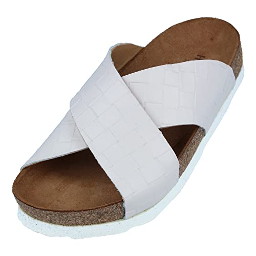 HAFLINGER Bio Mio Leder Pantolette Sandale Unisex Weiß (Paris Ice 1679), Gr 37 von HAFLINGER