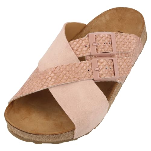 HAFLINGER Bio Amiga Leder Riehmen Sandale Korkfußbett Damen Rosa (Rose 1758), Gr 40 von HAFLINGER