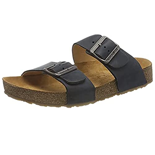 HAFLINGER Bio Andrea Leder Pantolette Sandale Blau (Navy 749), Gr 41 von HAFLINGER