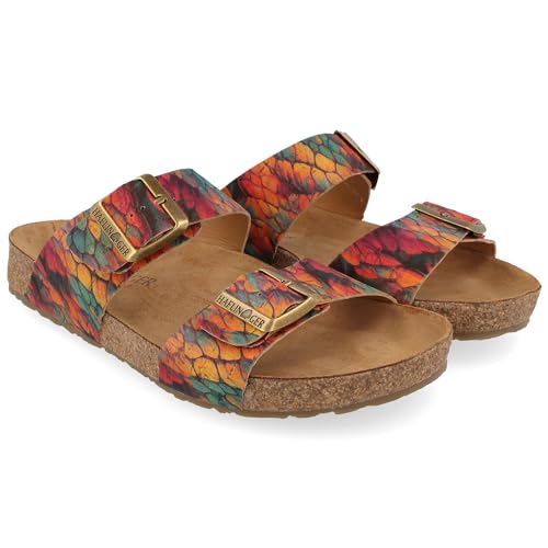HAFLINGER Bio Andrea Leder Pantolette Sandale Corkmulti Feather (1740), Gr 41 von HAFLINGER