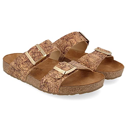 HAFLINGER Bio Andrea Leder Pantolette Sandale Corkmulti Henna (1701), Gr 36 von HAFLINGER