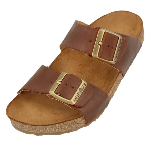 HAFLINGER Bio Andrea Leder Pantolette Sandale Country Braun (1726), Gr 43 von HAFLINGER