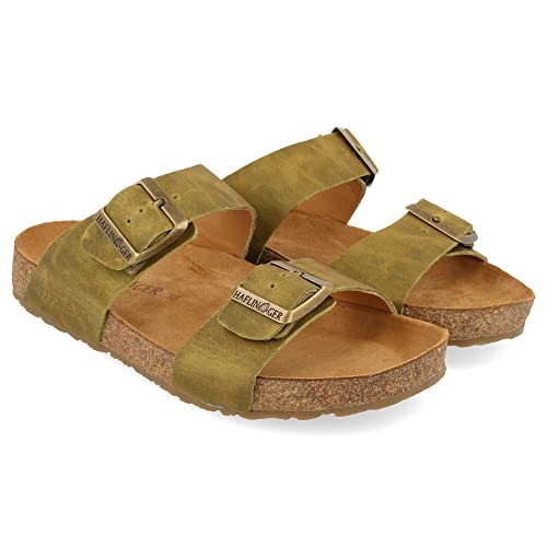 HAFLINGER Bio Andrea Leder Pantolette Sandale Country Oliv (1659), Gr 38 von HAFLINGER