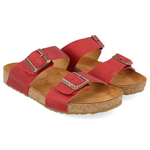 HAFLINGER Bio Andrea Leder Pantolette Sandale Country Rot (1723), Gr 42 von HAFLINGER