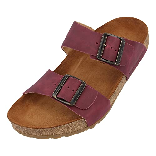 HAFLINGER Bio Andrea Leder Pantolette Sandale Rot (Country Bordeaux 1654), Gr 42 von HAFLINGER