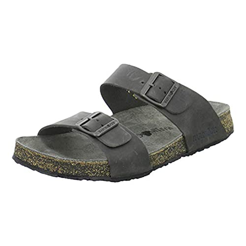 HAFLINGER Bio Andrea Leder ungefüttert Pantolette Sandale Unisex Anthrazit (841), Gr 45 von HAFLINGER