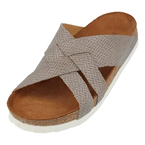 HAFLINGER Bio BO Pantolette Unisex Leder Braided Perlgrau (1689), Gr 43 von HAFLINGER