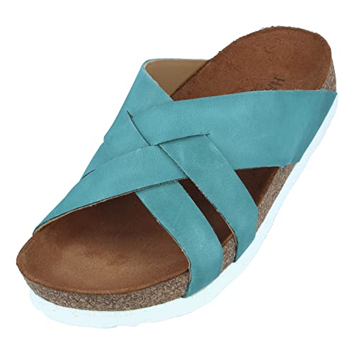 HAFLINGER Bio BO Pantolette Unisex Leder Türkis (Country Aqua 1657), Gr 41 von HAFLINGER
