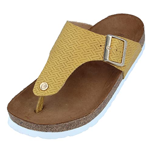 HAFLINGER Bio Conny Pantolette Zehentrenner Unisex Gelb (Braided Senf 1671), Gr 36 von HAFLINGER