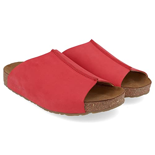 HAFLINGER Bio Fortuna Leder Pantolette Sandale Korkfußbett Unisex Rot (Rot 857), Gr 39 von HAFLINGER