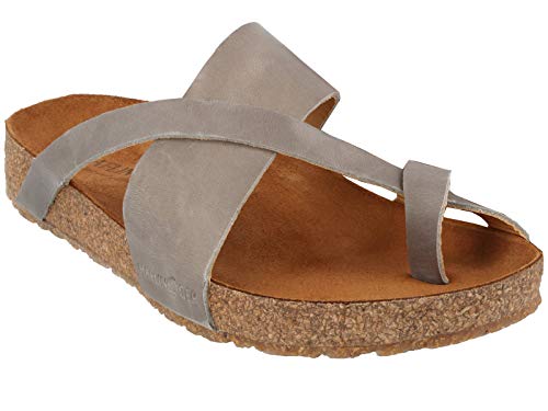 HAFLINGER Bio Jack Unisex Leder Pantolette Sandale Zehentrenner Grau (Steingrau 531), Gr 36 von HAFLINGER