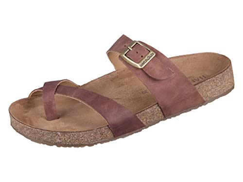 HAFLINGER Bio Juno Leder Pantolette Sandale Korkfußbett Unisex Braun (Country Braun 1660), Gr 37 von HAFLINGER