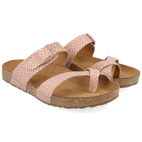 HAFLINGER Bio Juno Leder Pantolette Sandale Korkfußbett Unisex Rosa (Rosé 1758), Gr 40 von HAFLINGER