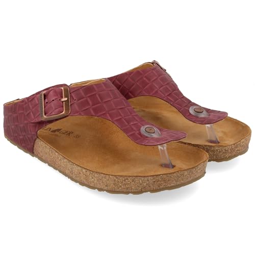 HAFLINGER Bio Memphis Pantolette Zehentrenner Unisex Leder (Bordeaux Plaited 1790), Gr 40 von HAFLINGER