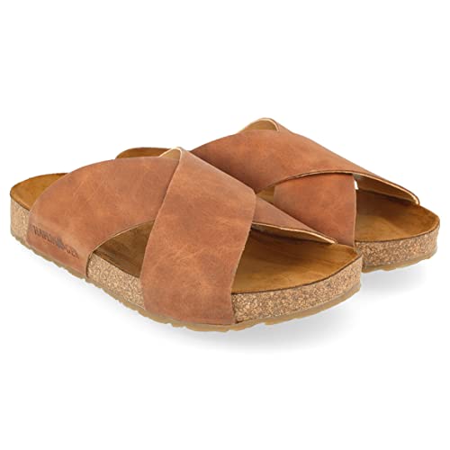 HAFLINGER Bio Mio Leder Pantolette Sandale Unisex (Country Braun 1660), Gr 46 von HAFLINGER